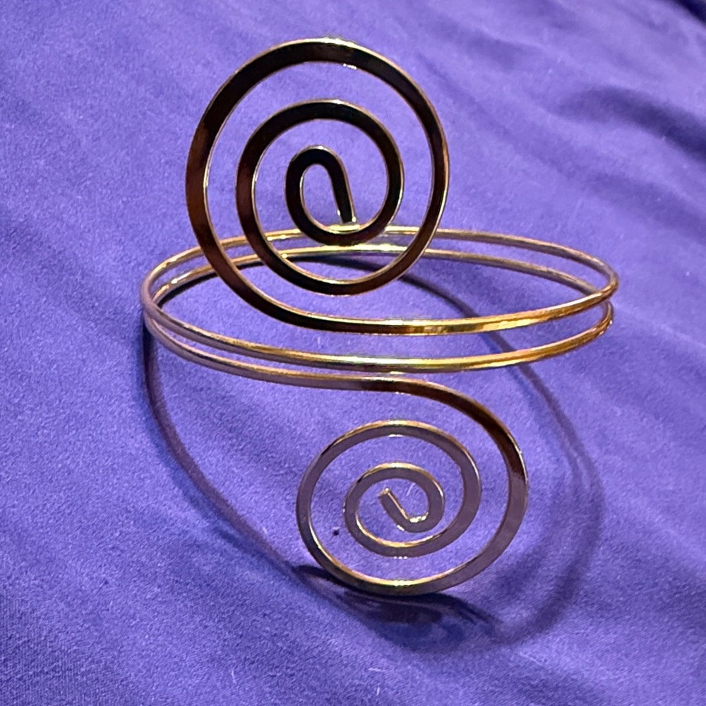 Modern Gold Spiral Upper Arm Bracelet